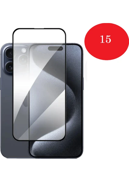 Apple iPhone 15 6D Tam Kaplama (Anti Statik) )Ekran Koruyucu Kırılmaz Cam