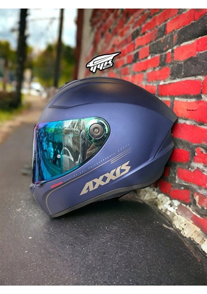 Axxıs Draken Laci Blue. ''2 Vizörlü'' + ''sticker'' Hediyeli, Mat Motosiklet Kapali Kask fiyatları