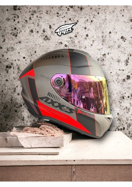 Axxıs Draken Mp4 Red. ''2 Vizörlü'' + ''sticker'' Hediyeli, Mat Motosiklet Kapalı Kask
