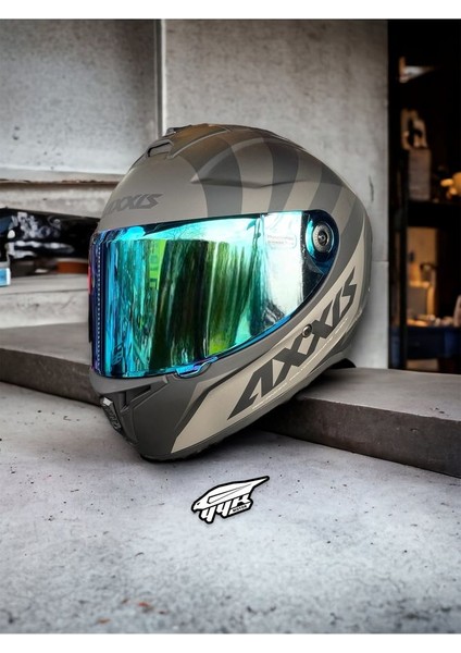 Axxıs Draken Premier Gray. ''2 Vizörlü'' + ''sticker'' , Mat Motosiklet Kapalı Kask fiyatları