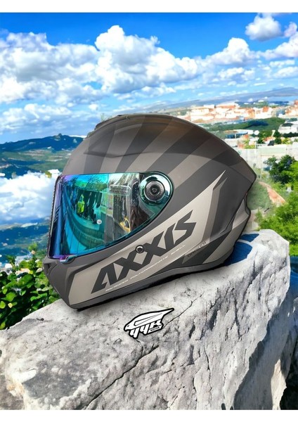Axxıs Draken Premier Gray. ''2 Vizörlü'' + ''sticker'' , Mat Motosiklet Kapalı Kask fırsatları