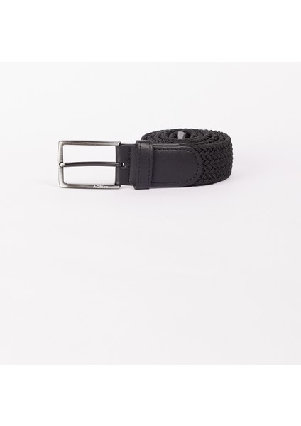 Erkek Siyah Casual Suni Deri Örme Jean Kot Kemeri