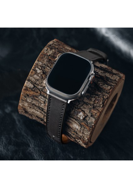 Klasik Siyah Gerçek Deri Apple Watch Kordon Seri 1-8, Se, Ultra ve Ultra 2 ile Uyumlu modelleri
