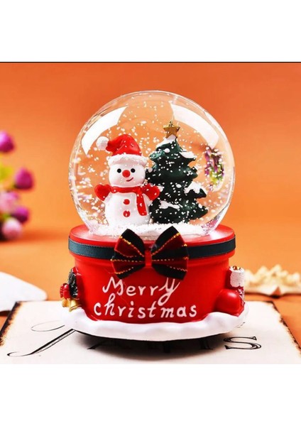 Mega Boy Yılbaşı Kardan Adam Tasarımlı 15 cm Otomatik Kar Püskürtmeli Işıklı Müzikli Kar Küresi