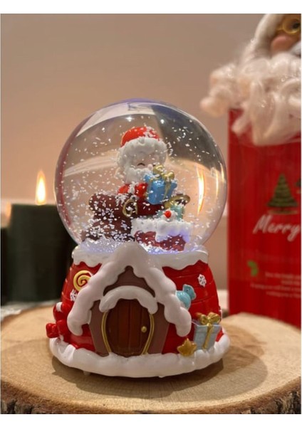 Mega Boy 2024 Yılbaşı Tasarımlı 15 cm Otomatik Kar Püskürtmeli Işıklı Müzikli Kar Küresi fırsatları