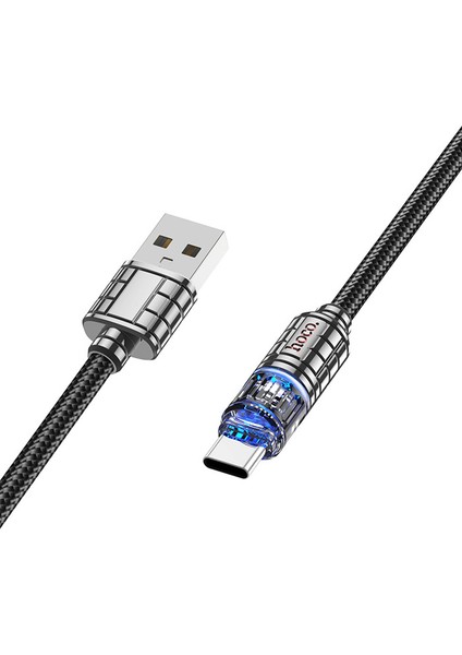 U122 Kristal Uç 3A USB To Type-C Hızlı Data ve Şarj Kablosu