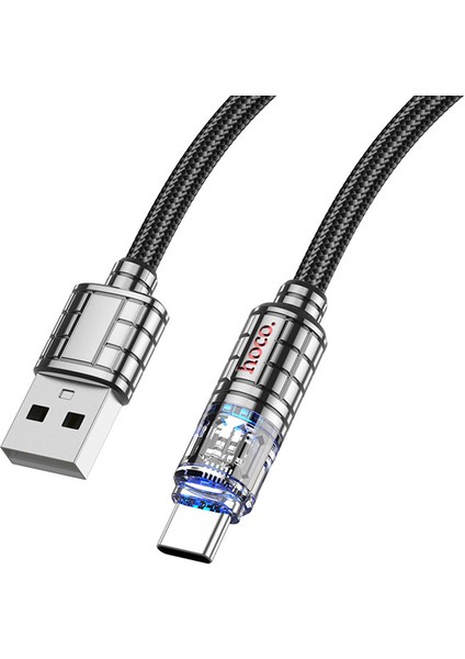 U122 Kristal Uç 3A USB To Type-C Hızlı Data ve Şarj Kablosu