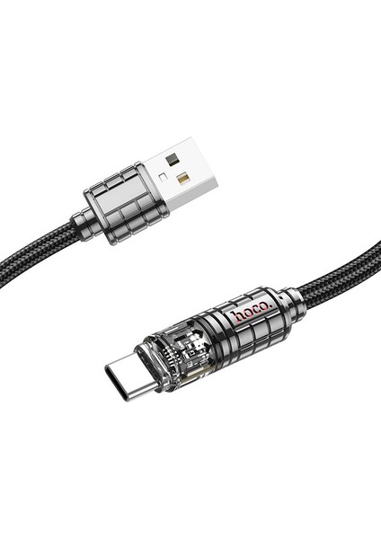 U122 Kristal Uç 3A USB To Type-C Hızlı Data ve Şarj Kablosu