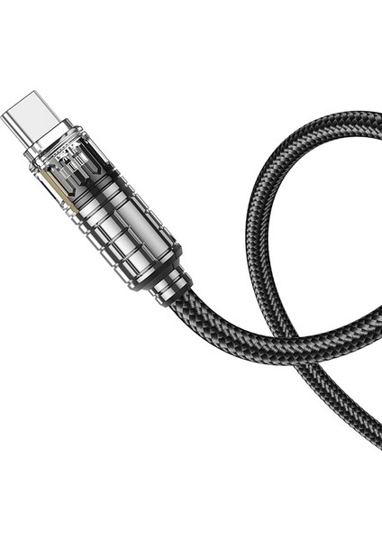 U122 Kristal Uç 3A USB To Type-C Hızlı Data ve Şarj Kablosu