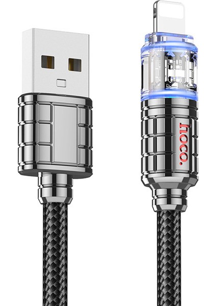U122 Kristal Uç 2.4A USB To iPhone Lightning Hızlı Data ve Şarj Kablosu
