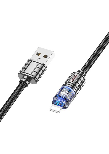 U122 Kristal Uç 2.4A USB To iPhone Lightning Hızlı Data ve Şarj Kablosu