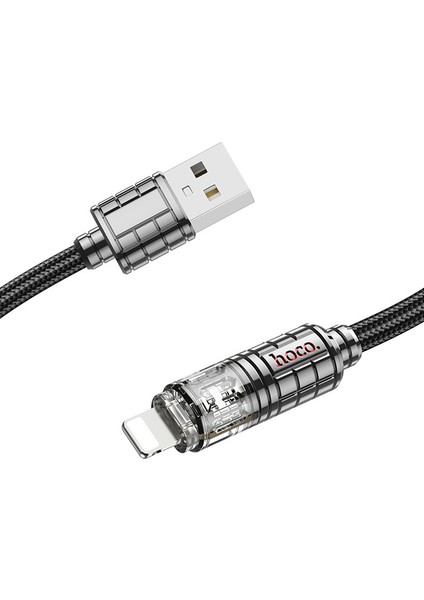 U122 Kristal Uç 2.4A USB To iPhone Lightning Hızlı Data ve Şarj Kablosu
