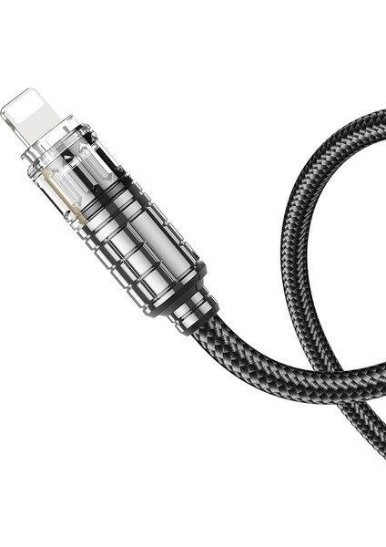 U122 Kristal Uç 2.4A USB To iPhone Lightning Hızlı Data ve Şarj Kablosu