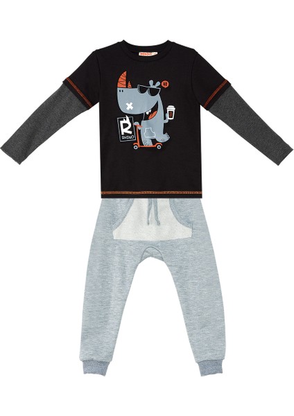 Rhino Erkek Çocuk Siyah T-Shirt Eşofman Altı Takım modelleri