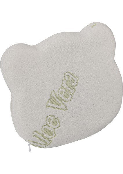 Visco Yeni Doğan Bebek Düz Kafa Sendromu Yastığı Ayıcık 24X20X3CM Aleovera Kumaş