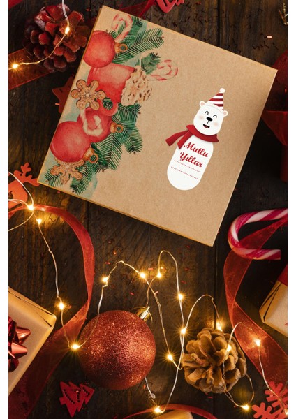 Mutlu Yıllar Sticker 4 cm 35 Adet - Suya Dayanıklı Yeni Yıl Yılbaşı Figürleri Etiket fiyatları