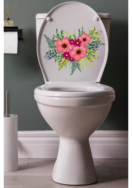 Kır Çiçekleri Klozet Sticker Dekoratif Banyo Sticker
