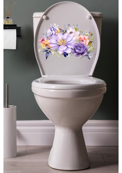 Klozet Sticker Lila Mor Renkli Güller Banyo Sticker fiyatları