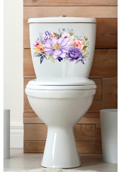 Klozet Sticker Lila Mor Renkli Güller Banyo Sticker fırsatları