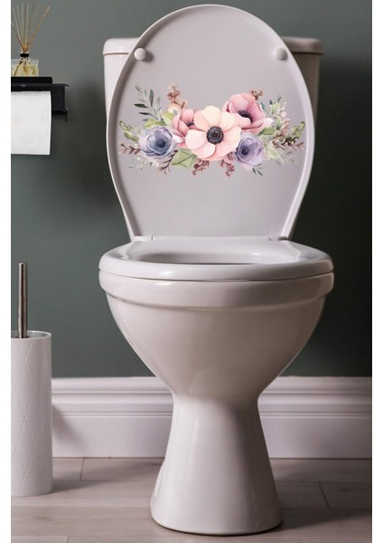 Klozet Sticker Pembe Mor Güller Teamalı Banyo Sticker fiyatları