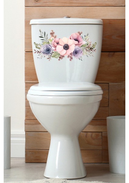 Klozet Sticker Pembe Mor Güller Teamalı Banyo Sticker fırsatları