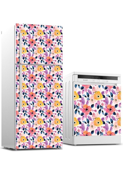 Buzdolabı ve Bulaşık Makinası Beyaz Eşya Sticker Kaplama Çiçekler Boyama