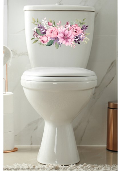Soft Renki Sulu Boua Mor Pembe Güller Klozet Sticker Banyo Sticker modelleri