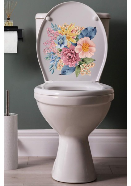 Sulu Boya Mor Pembe Lila Güller Klozet Sticker Banyo Sticker fiyatları