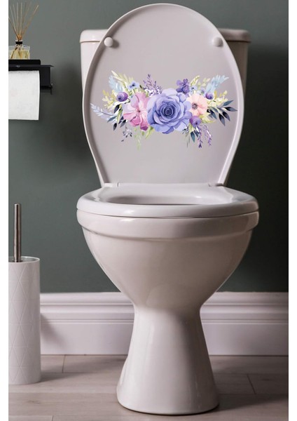 Sulu Boya Mor Renkli Güller Klozet Sticker Banyo Sticker fiyatları