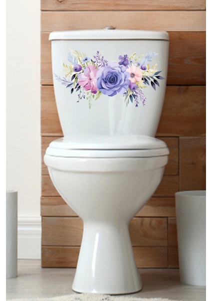 Sulu Boya Mor Renkli Güller Klozet Sticker Banyo Sticker fırsatları