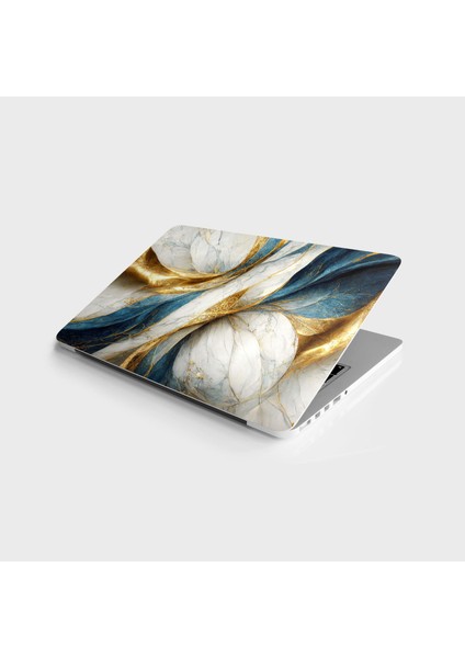 Laptop Sticker Bilgisayar Notebook Pc Kaplama Etiketi Lüks Mermer Altın Mavi Beyaz