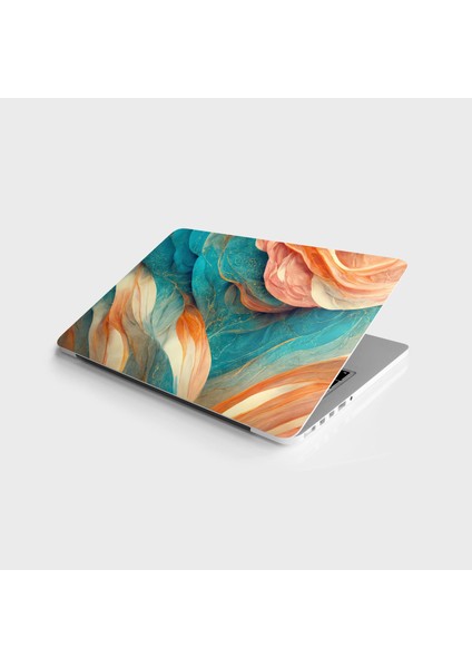 Laptop Sticker Bilgisayar Notebook Pc Kaplama Etiketi Mermer Ebru Doku