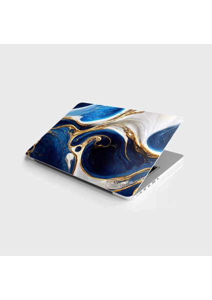 Laptop Sticker Bilgisayar Notebook Pc Kaplama Etiketi Lüks Modern Altın Mavi