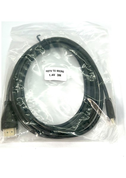 3 Metre Mikro HDMI Kablo Slim Micro HDMI To HDMI Kablo 3m Micro HDMI - HDMI Erkek - Erkek Kablo