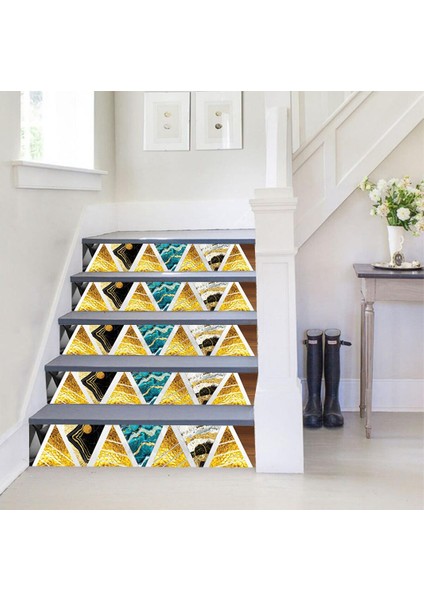 Merdiven Sticker Folyo Kaplama (18X120 cm 5 Adet) Modern Altın