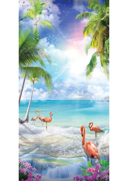 Kapı Giydirme Kapı Sticker Folyosu Sahil Flamingo