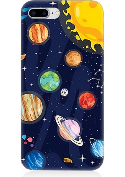 Apple iPhone 7 Plus Uyumlu Silikon Kılıf Gezegenler ve Yıldız Haritası
