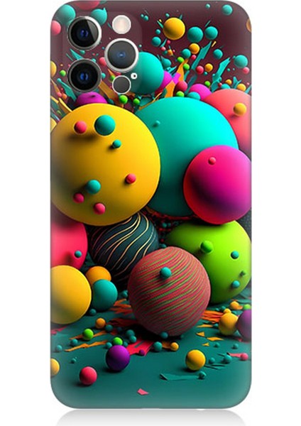 Apple iPhone 12 Pro Uyumlu Silikon Kılıf Renkli Küre Daireler