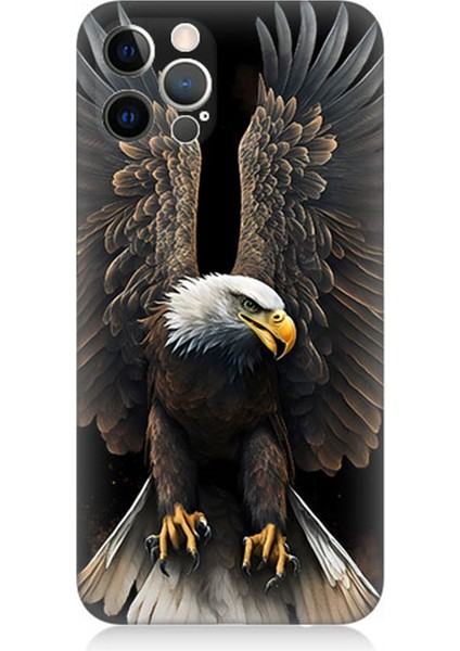 Apple iPhone 12 Pro Max Uyumlu Silikon Kılıf Beyaz Başlı Kara Kartal