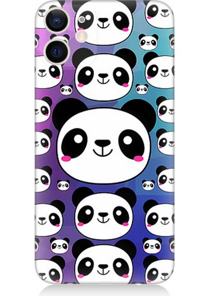 Apple iPhone 12 Mini Uyumlu Silikon Kılıf Sevimli Pandalar