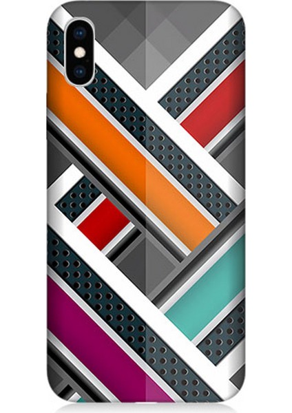 Apple iPhone Xs Max Uyumlu Silikon Kılıf Renkli Pastel Şeritler