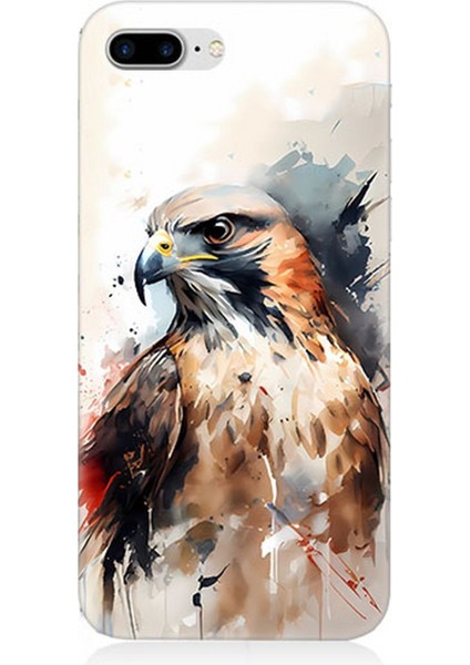 Apple iPhone 8 Plus Uyumlu Silikon Kılıf Siyah Beyaz Asil Kartal