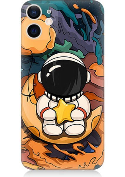 Apple iPhone 12 Mini Uyumlu Silikon Kılıf Astranot Ay ve Yıldız