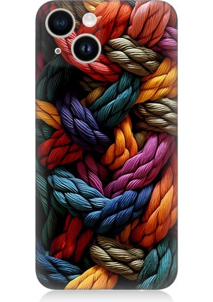 Apple iPhone 13 Mini Uyumlu Silikon Kılıf Pastel Renkli Düğüm Ipler