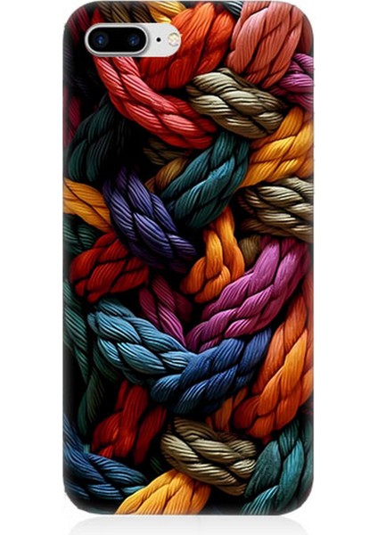 Apple iPhone 7 Plus Uyumlu Silikon Kılıf Pastel Renkli Düğüm Ipler