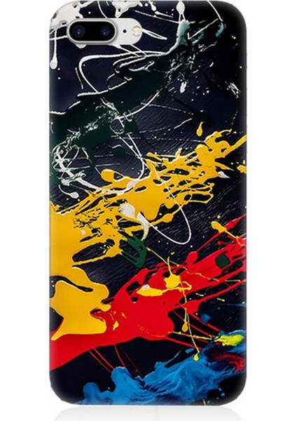 Apple iPhone 7 Plus Uyumlu Silikon Kılıf Renkli Boya Darbeleri