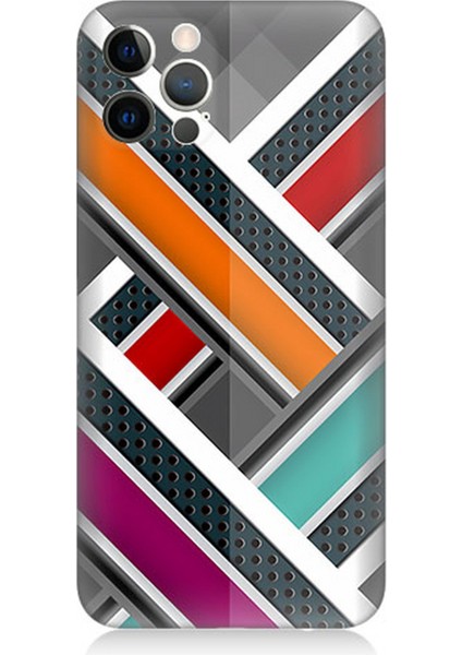 Apple iPhone 12 Pro Max Uyumlu Silikon Kılıf Renkli Pastel Şeritler