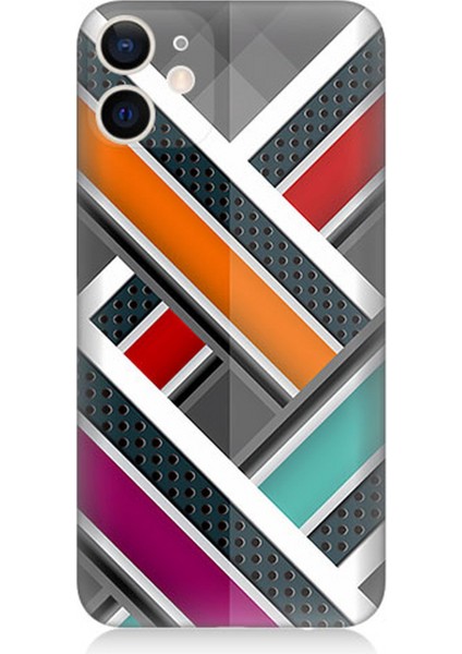 Apple iPhone 12 Mini Uyumlu Silikon Kılıf Renkli Pastel Şeritler