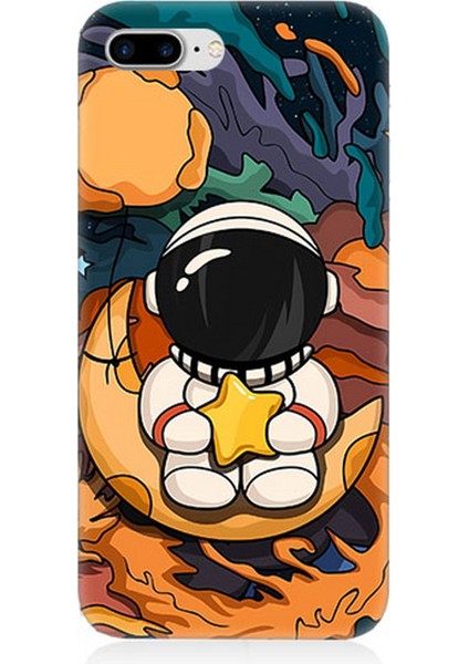 Apple iPhone 7 Plus Uyumlu Silikon Kılıf Astranot Ay ve Yıldız