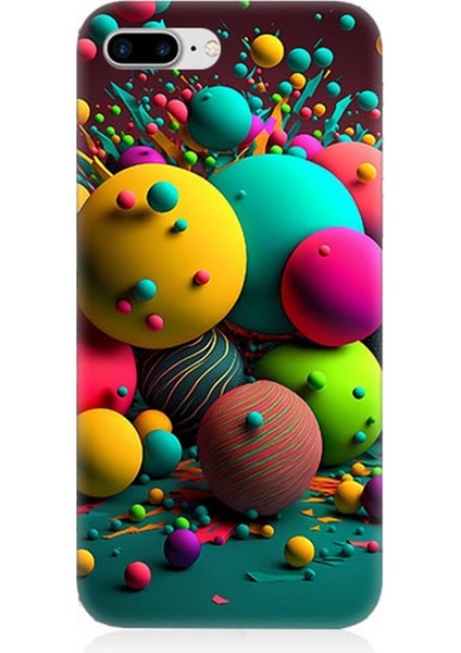 Apple iPhone 7 Plus Uyumlu Silikon Kılıf Renkli Küre Daireler